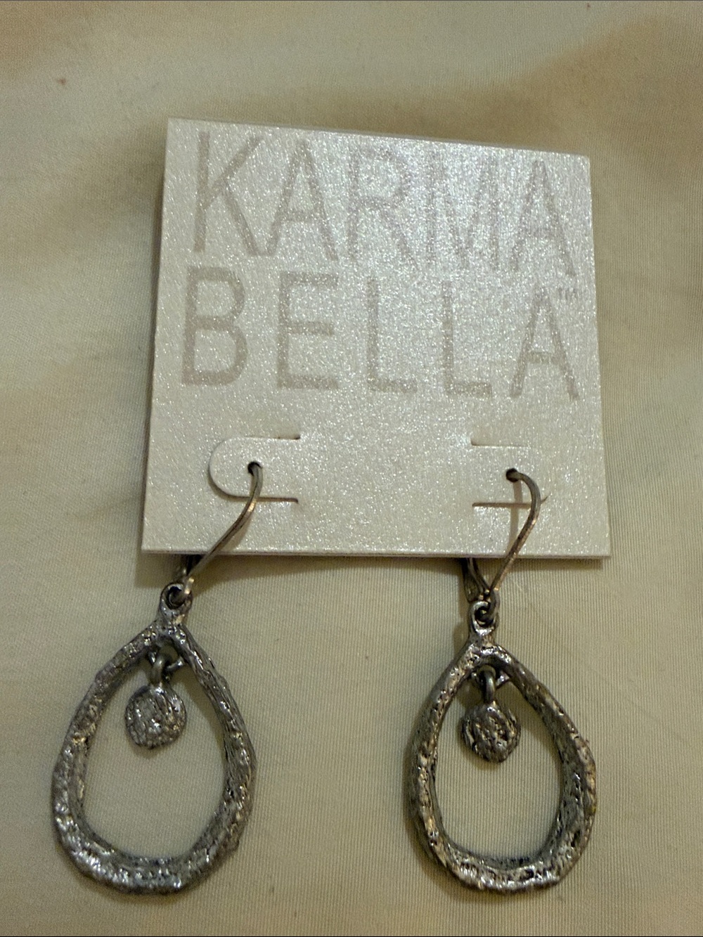 Silver Textured Teardrop Dangle Earrings